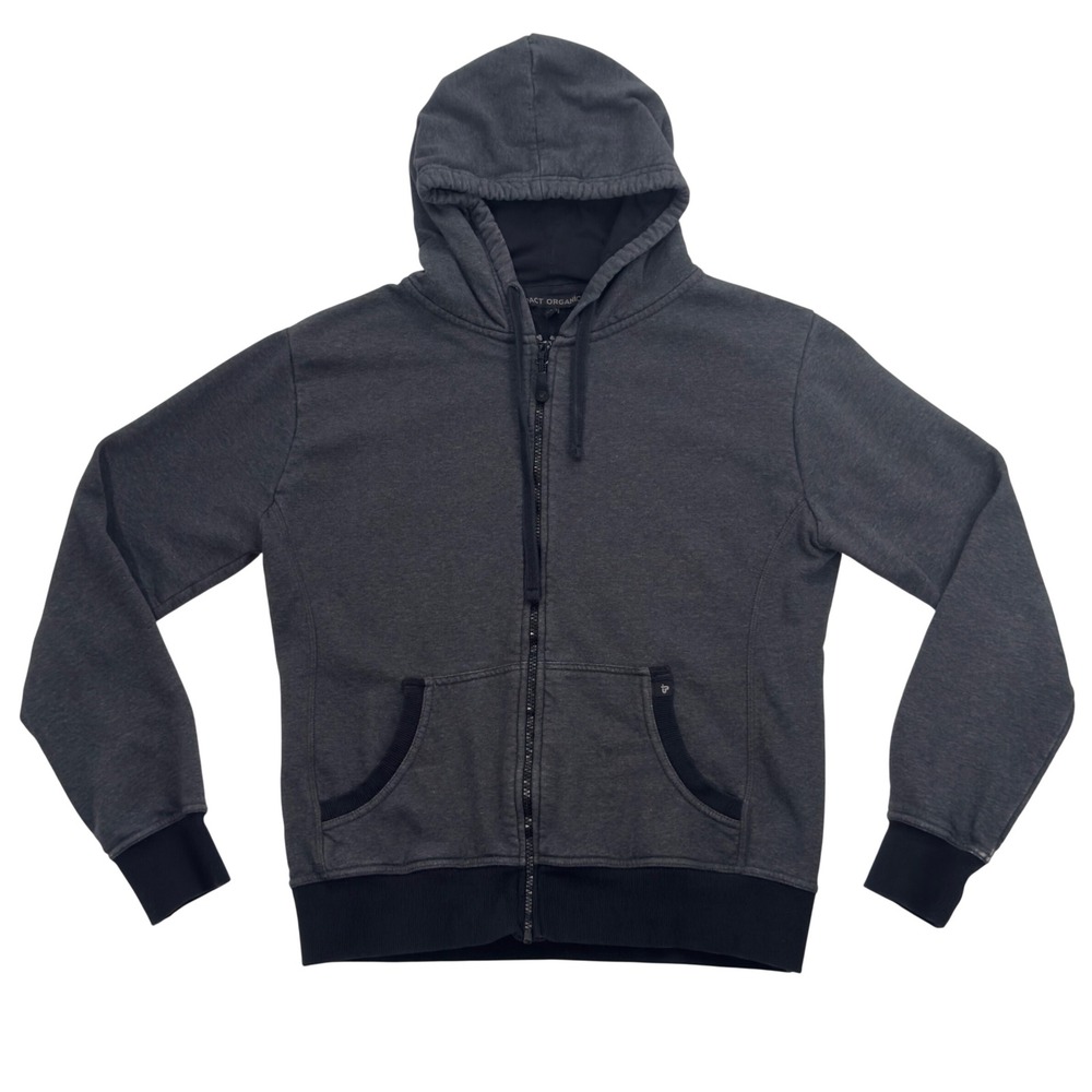 PACT Organic Cotton Womens Zip Hoodie Sweatshirt LRG Gray Comfort Sustainable